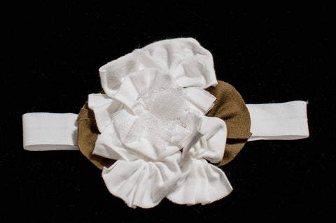 Baby Girl Headband (0-2 yrs) White with White Flower