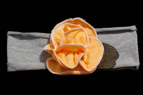 Baby Girl Headband (0-2 yrs) Gray with Yellow flower