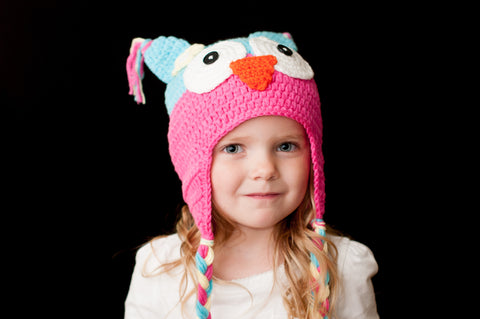 Pink and Blue Owl Hat