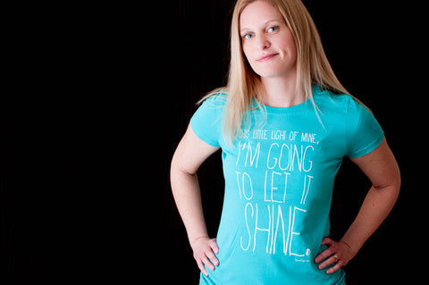 "Shine" Women's T-Shirt, Raspberry and Teal