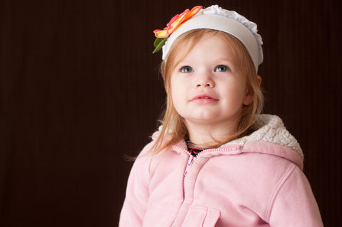 Baby Girl Hat (6m-2yrs) White Ruffle with Yellow Flower and Pink Trim